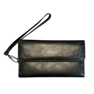 Black Genuine Leather Phone Wallet Wristlet Clutch – New in Box